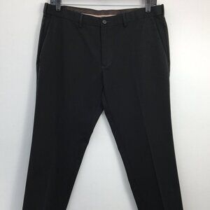 Haga Mens Black Cotton Dress Pants Size 36x29 EXCELLENT Condition